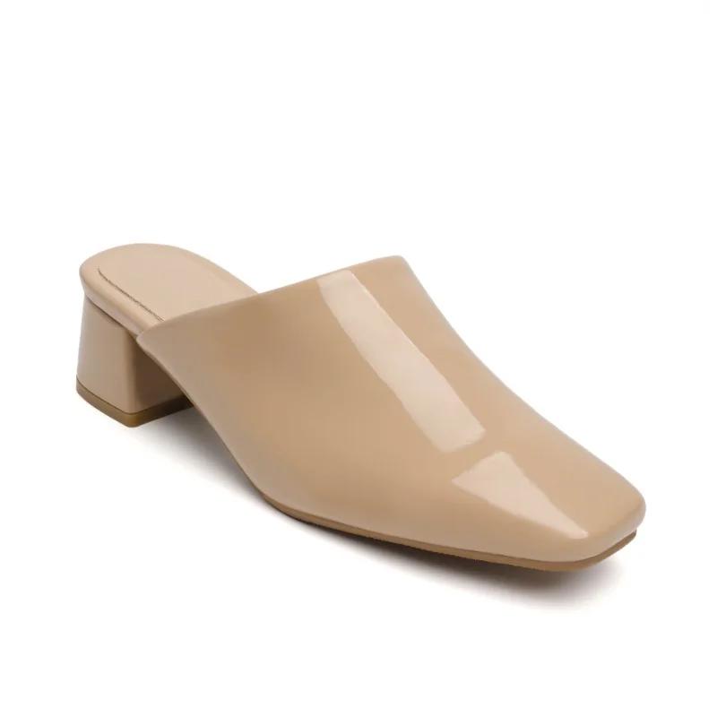 Fashion New Summer Candy Colored Low Heel Outdoor SlippersEuropean and American Women's Simple and Fashionable Coarse Heel Sandals