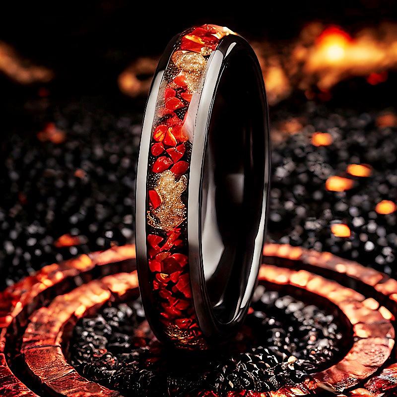Autumn Maple Leaf Gold Foil Camellia Design Couple Rings Set Romantic Gift For Him And Her Anniversary Jewelry