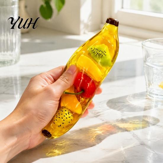 Fruit Themed Sensory Tools Clear Bar Squeeze Toy with Fake Inside, Stress Relief Shapeable Stick Toy, Transparent Strip Figdet for Home Office School