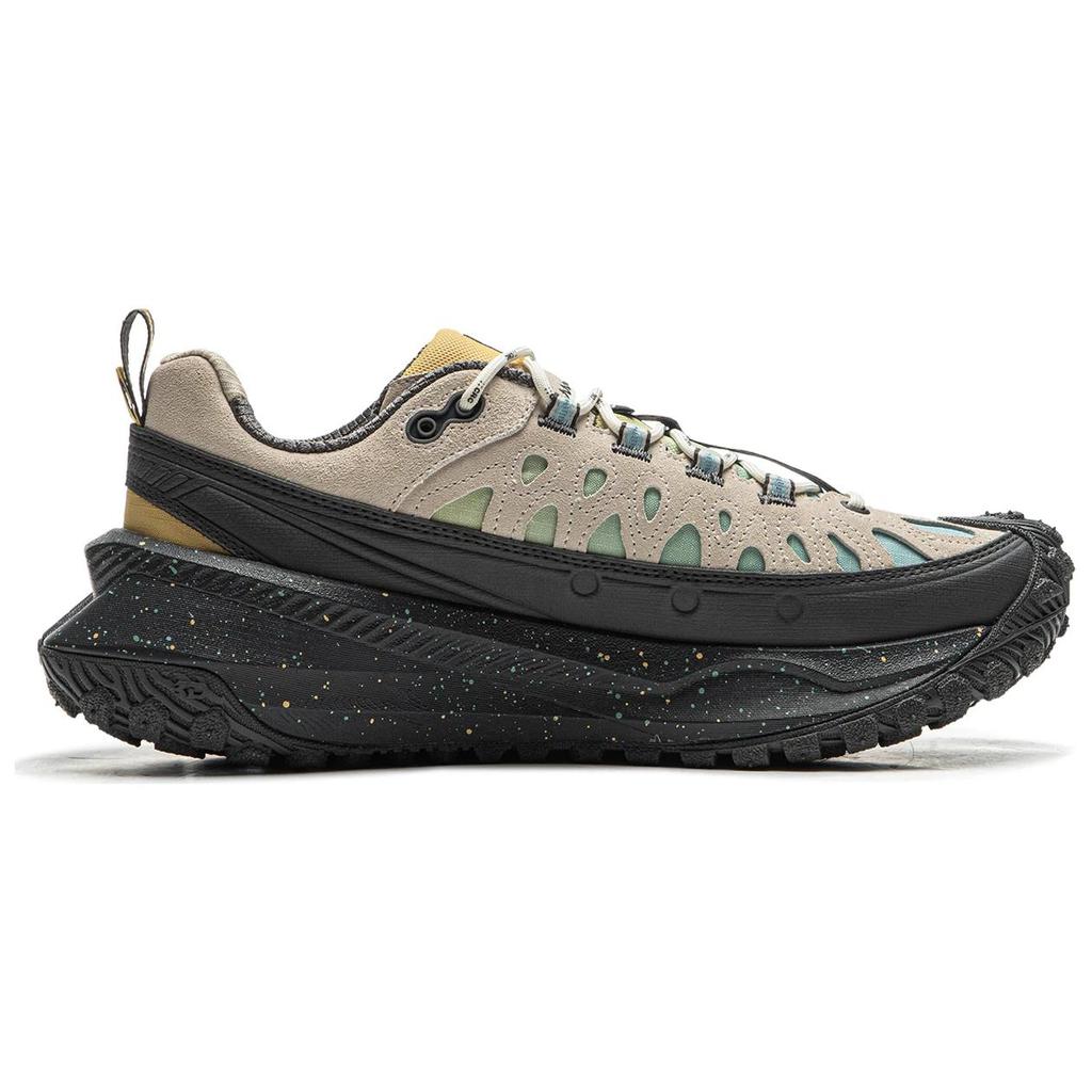 Li Ning Youxia Colaboración CRC-BBC Tendencia de Moda Antideslizantes Resistentes al Desgaste Zapatillas Casuales de Caña Baja Unisex Zapatillas Casuales Gris Negro AZGU187-1