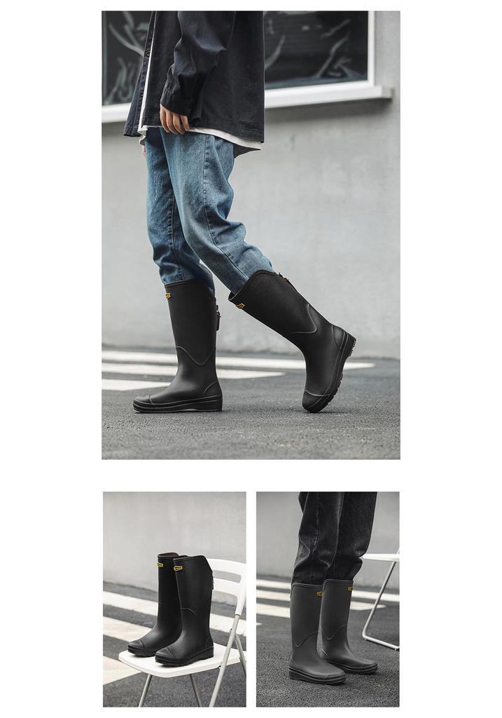 Unisex High-Top Waterproof Rain Boots - Lightweight, Non-Slip, Long Rubber Overshoes for Outdoors