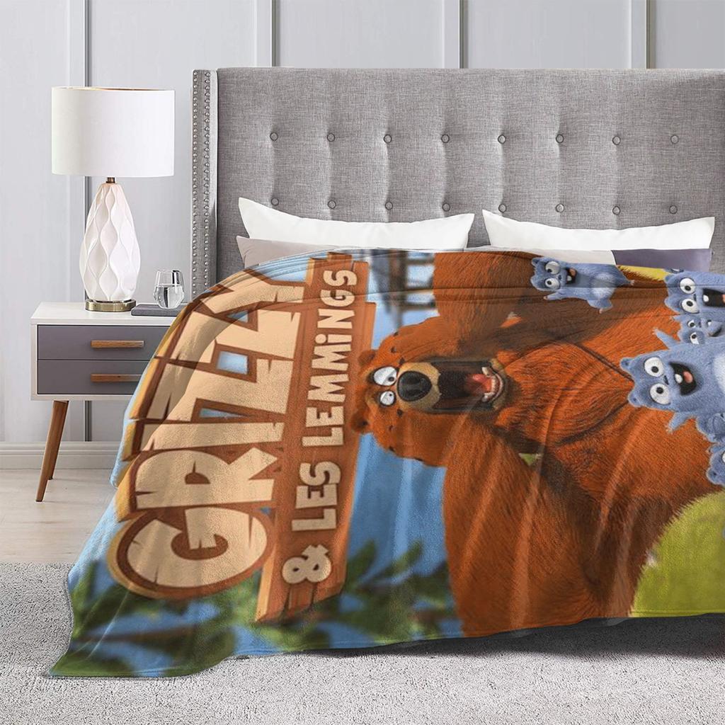 Grizzy e i Lemming Coperta Morbida Peluche Bambino Coperta Plaid in Flanella Per Esterno Calda Morbida Design di Qualità Copriletto Regalo
