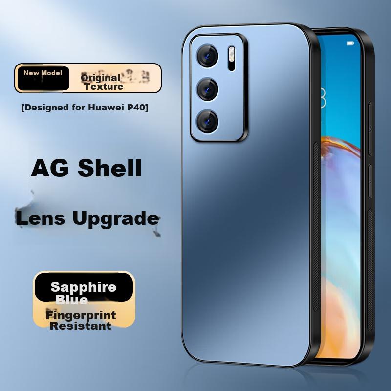Huawei P40 Phone Case, P40 Protective Cover, AG Frosted Lens Integrated Full Protection Shockproof Soft Case, HUAWEI Simplen, Outer, Sapphire Blue