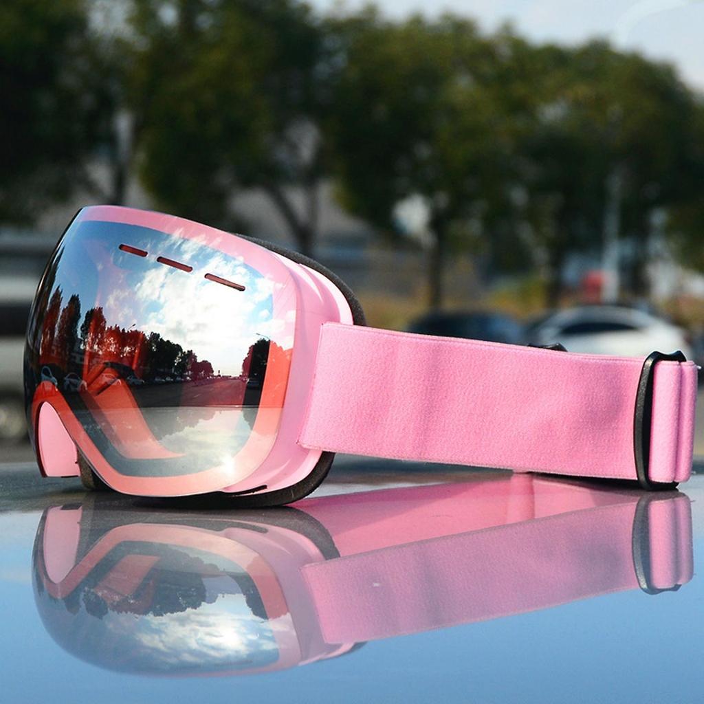 Magnetic Ski Goggles Windproof Glasses for Adults Pink Frame Pink Lenses