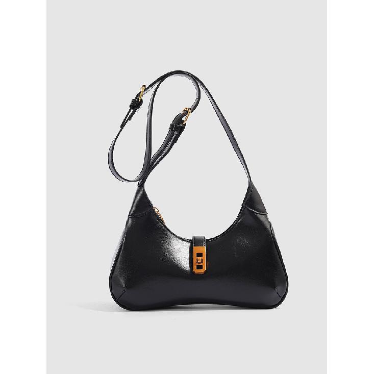 Vintage Niche Light Luxury High-end Handbag 2025 New Model with Clasp Closure, Fashionable Baguette Bag, Trendy Shoulder and Crossbody Bag
