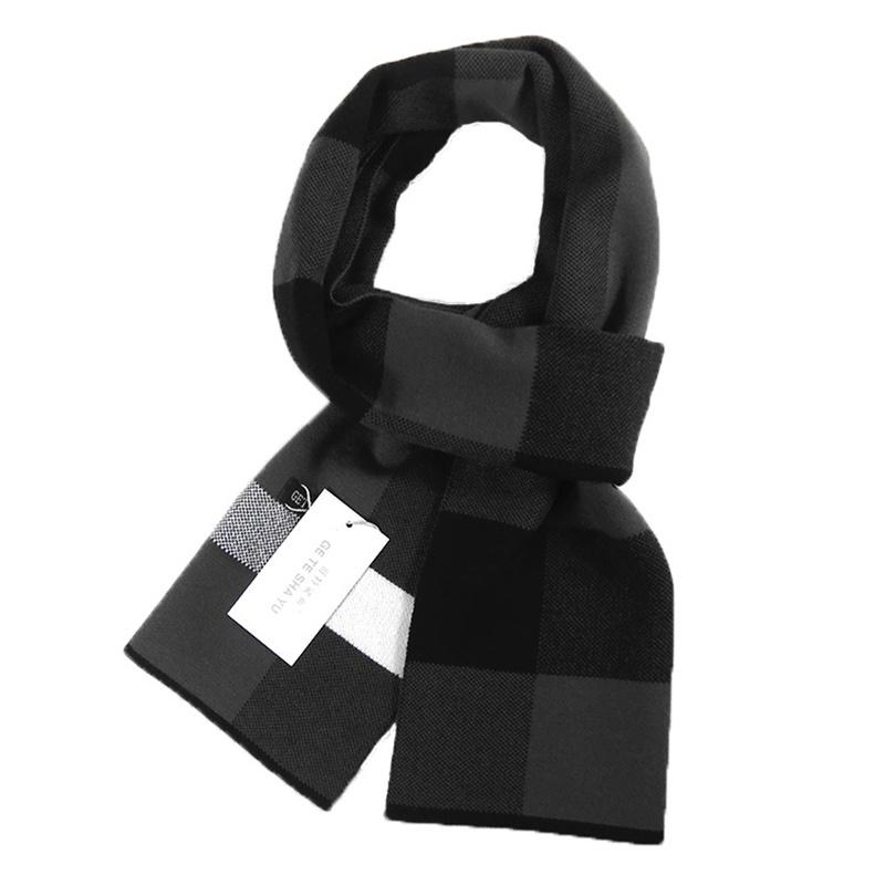 

Winter Men Knitted Scarf Fashion Plaid Warm Pashmina Neck Shawl Wrap Thicken Soft Neckerchief Business Male Accessories Bufandas