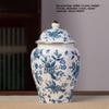 "High-End Blue & White Ceramic Tea Jar: Moisture-Proof, Sealed, Perfect for Home or Gift"