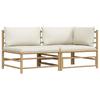 vidaXL 2-tlg. Garten-Lounge-Set mit Kissen Cremeweiß Bambus