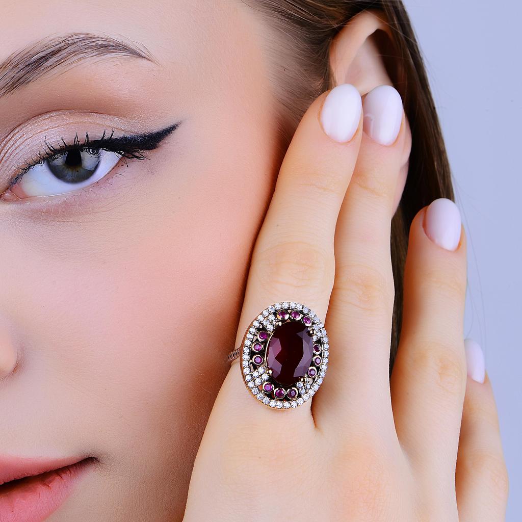 Luxusní sada stříbrných šperků Emerald Stone, osmanský design, ručně vyráběné turecké šperky ve vintage stylu, jedinečná sada stříbra a bronzu