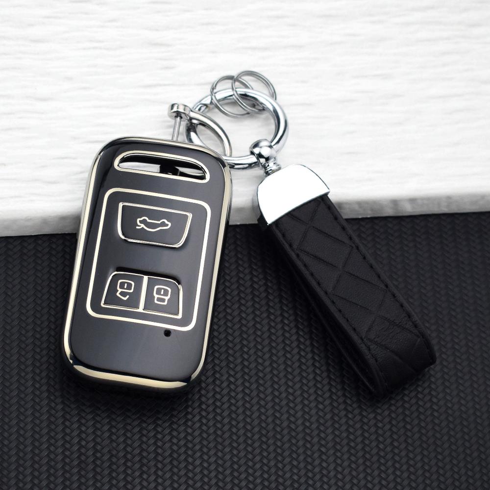 3 Buttons Soft Tpu Car Key Fob Cover Case For Chery Tiggo 8 5X 4 7 3 Glx  Arrizo Key Protector Holder Keychain Set Accessories