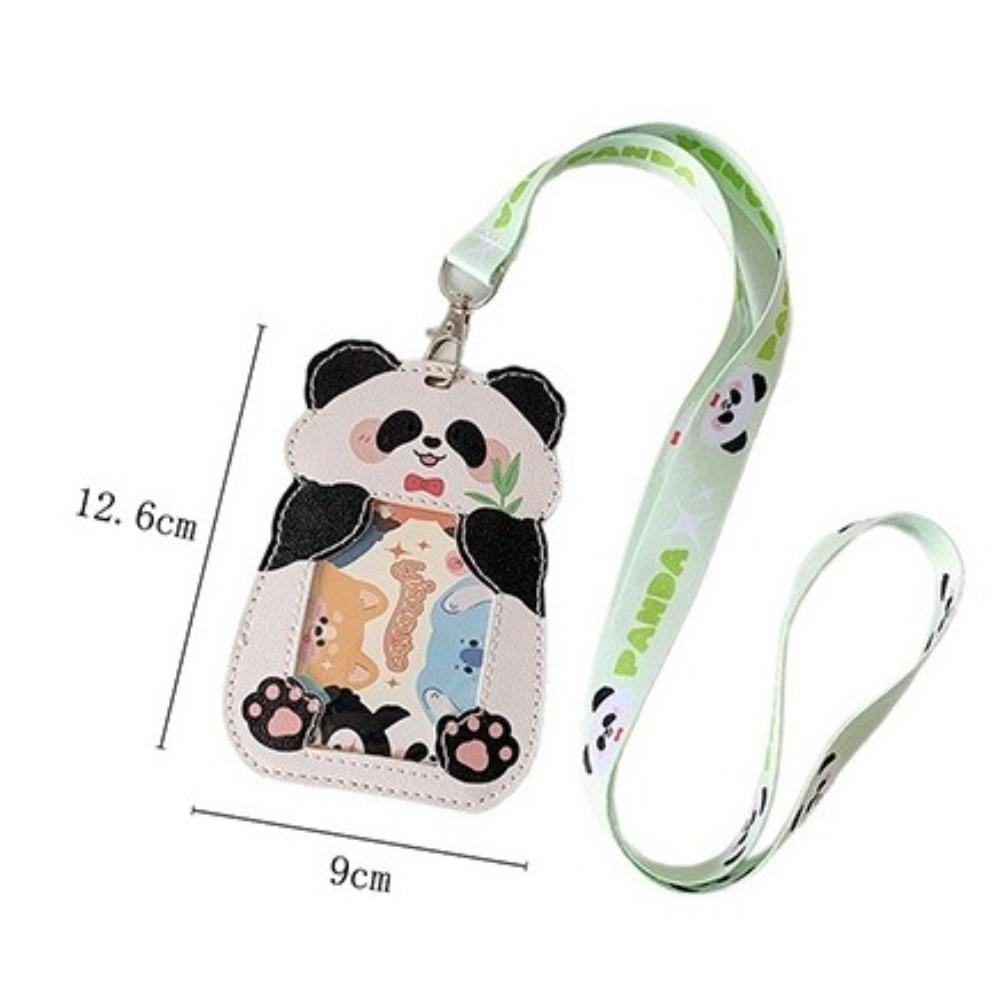 New Cartoon Animal Card Holder With Lanyard Badge Holder Children's Bus Card Case Waterproof PU Leather ID Holdersr