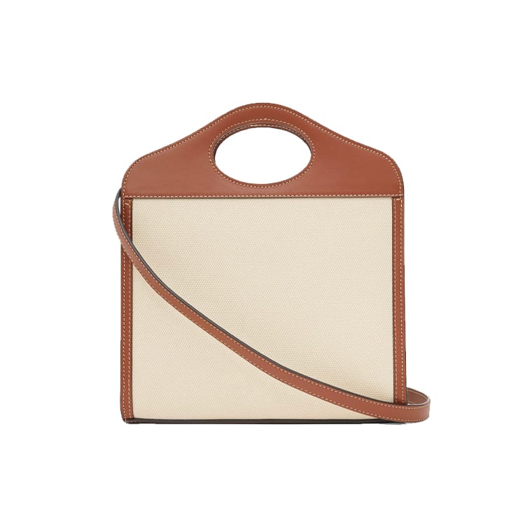 Burberry Pocket Bag Canvas With Leather Tote Bag, Shopping Bag, Shoulder Bag, Crossbody Bag, Handbag Mini Women's Beige 80317461