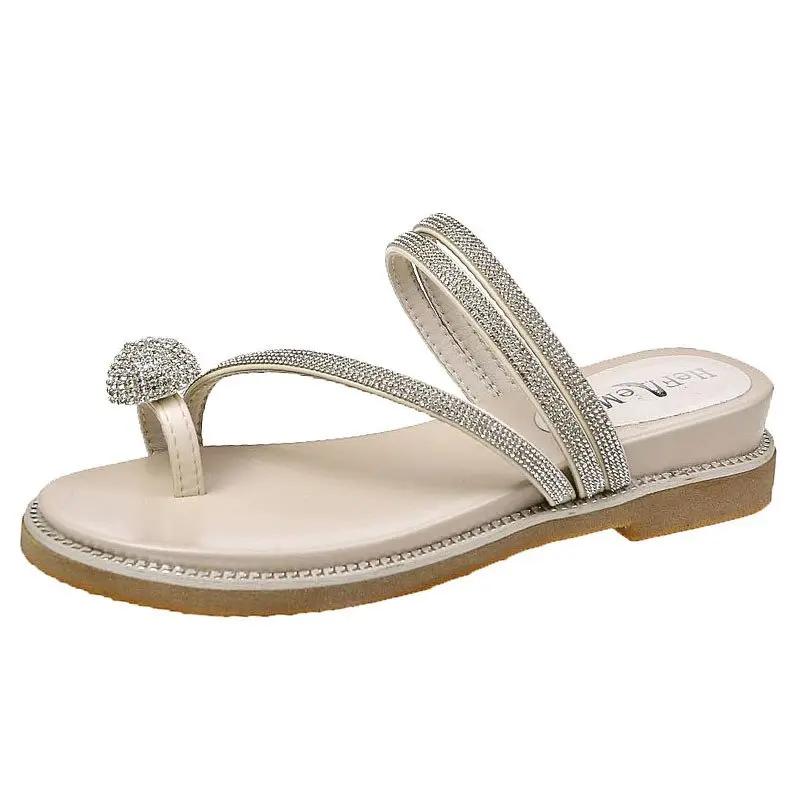 

Модные босоножки на танкетке женские со стразами женские шлепанцы летние модис кожаные тапочки со стразами женские туфли-бабуши 35 бежевый