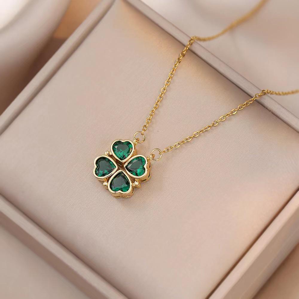 Heart-to-Heart Openable Four-Leaf Clover Necklace - High-End Light Luxury Clavicle Chain