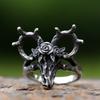 2025 New Creative Design Stainless Steel VIKING Horned Deer Ring Flower Ring Couple Ring For Women Men Cute Jewelry  for Gift