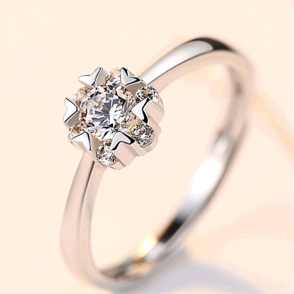 Korean Snowflake Zircon Ring: Trendy Cold-Style Christmas Gift for Women
