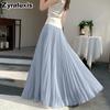 Gentle Breeze Maxi Chiffon Midi A-Line Skirt for Women Summer New Arrivals Casual Over-the-Knee Ruffles Dress