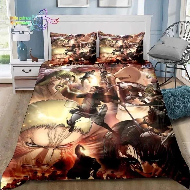 Photos - Bed Linen Anime Attack on Titan 3D Print Bedding Set Single Twin Full Queen King Size Bed Set Adult Kid Bedroom Bedding Gift AU Queen