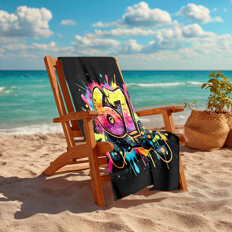 1Pc Colorful Celebration Beach Towel, Quick Dry, Multi-Use for Beach Pool Gym Yoga Home Travel, Christmas, Halloween, Xmas Gift M928144
