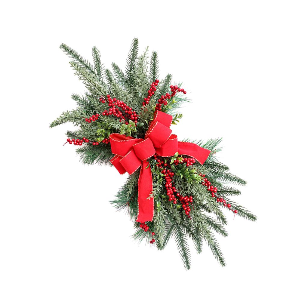 Christmas Stair Wreath with Pinecones Bowknot Hanging Stairs Garlands for Front Door Decoration Winter Wreath Party Gift