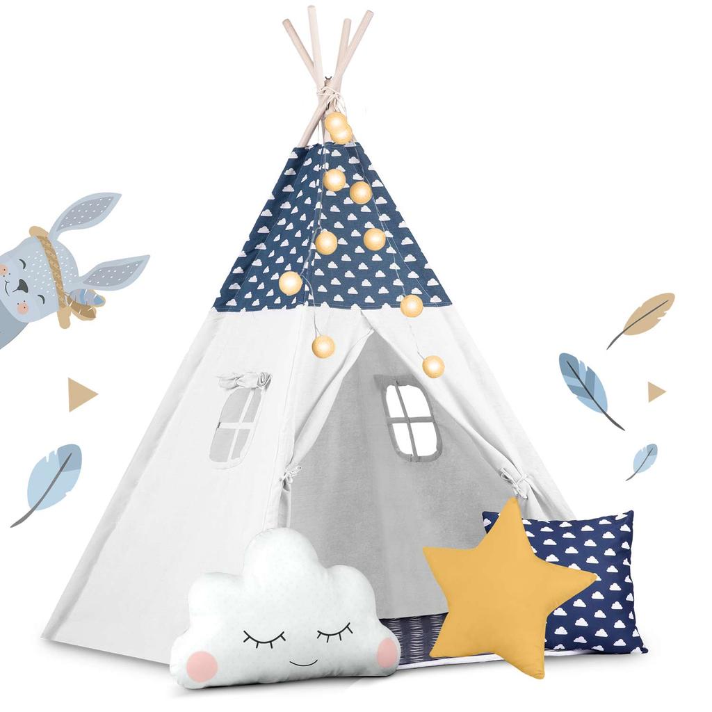 Tenda teepee per bambini Nukido con luci - Blu Navy