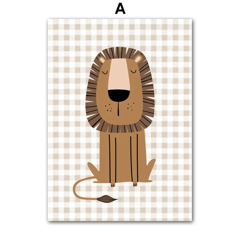 Lion Tiger Elephant Giraffe Jungle Animal Nursery Wall Art Canvas Painting Posters and Prints Wall Pictures Baby Kids Room Decor