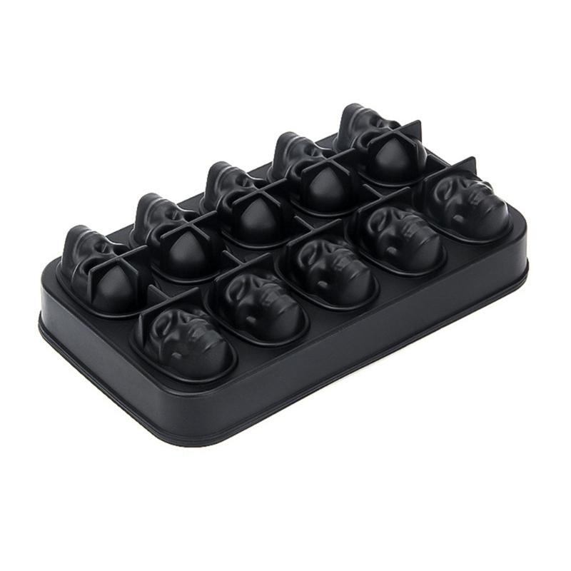 10 Hole Skull Shape Ice Tray Food Grade Silicone Ice Maker Mold Reusable Ice Maker for Cocktails, Whiskeys, Soups