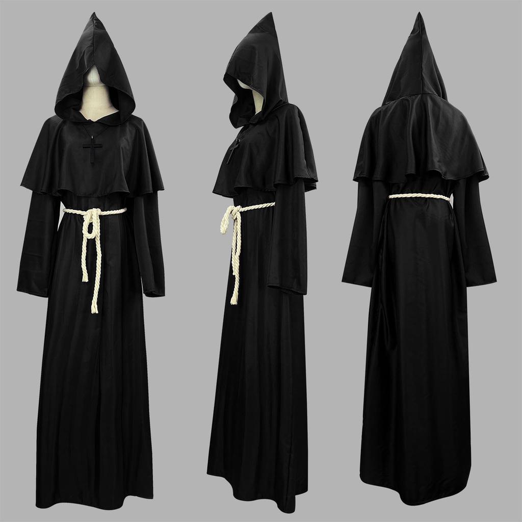 Costume de Robe de Moine Médiéval et de Magicien d'Halloween pour Cosplay & Scène