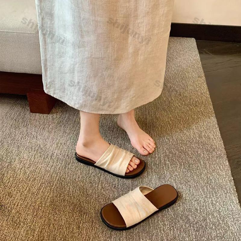 Retro Women's Shoes 2025 Summer Vacation Casual Beach Slippers Outdoor Fashion Comfortable Lightweight Non Slip Flat Sandals