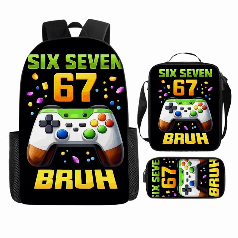 Cartoon Brainrot-Themed Backpack Crossbody Bag Pencil Case School Kids Ages 10-12