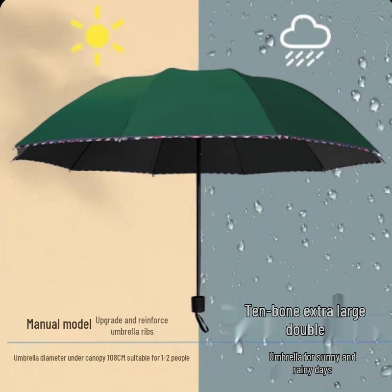 Compact 12-Rib Double-Person Manual UV Umbrella