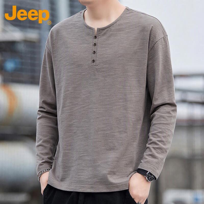 Jeep Men's Long-Sleeve Henley Cotton T-Shirt