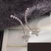 New Luxury Shiny Zircon Drop Earrings Women Four Pointed Star Long Dangle Earrings Elegant Banquet Wedding Jewelry Accessories