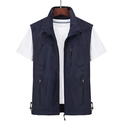 Colete Masculino Sem Mangas de Primavera e Outono Colete para Homens de Meia-Idade e Jovens Colete Fino Masculino Pesca Casual Fotografia Jaqueta com Clipe de Cavalo