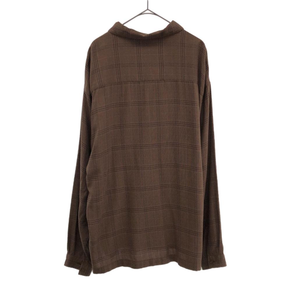 LIDNM Check Pattern Long Sleeve Half Zip Shirt L Brown Men's Used