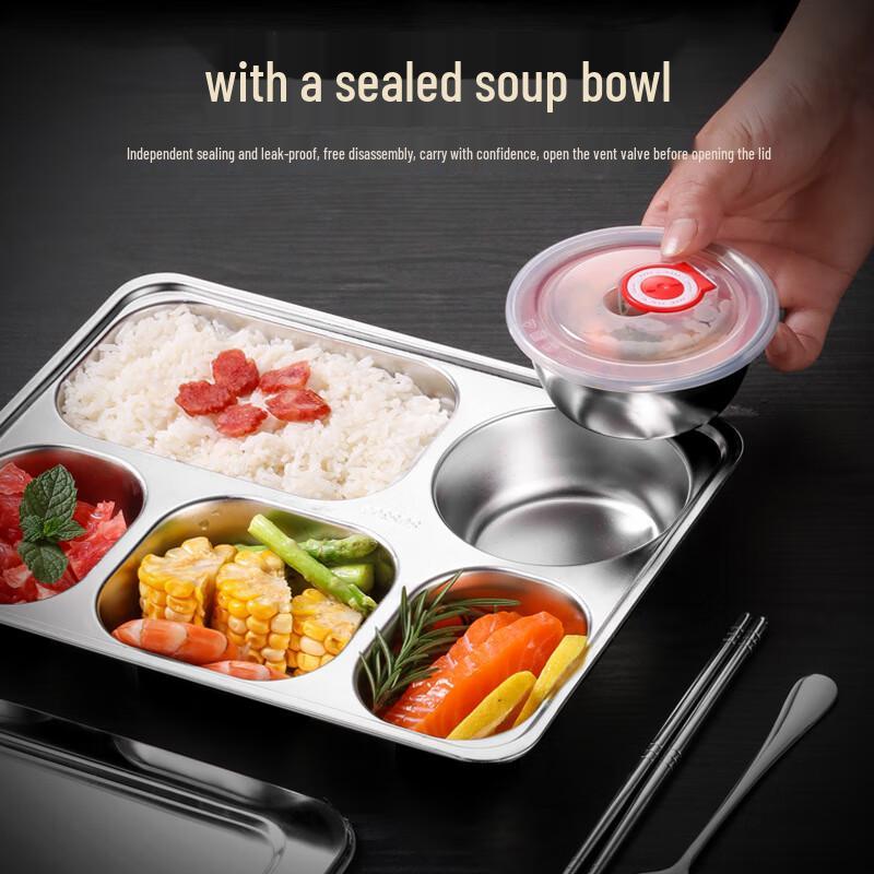 Lijia 304 Stainless Steel 4-Compartment Divided Meal Tray