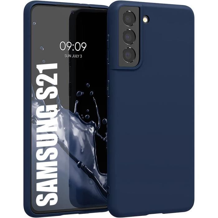 Coque de Protection - BOOLING - Samsung Galaxy S21 5G - Silicone Liquide - Antichoc - Slim - Bleu Marine