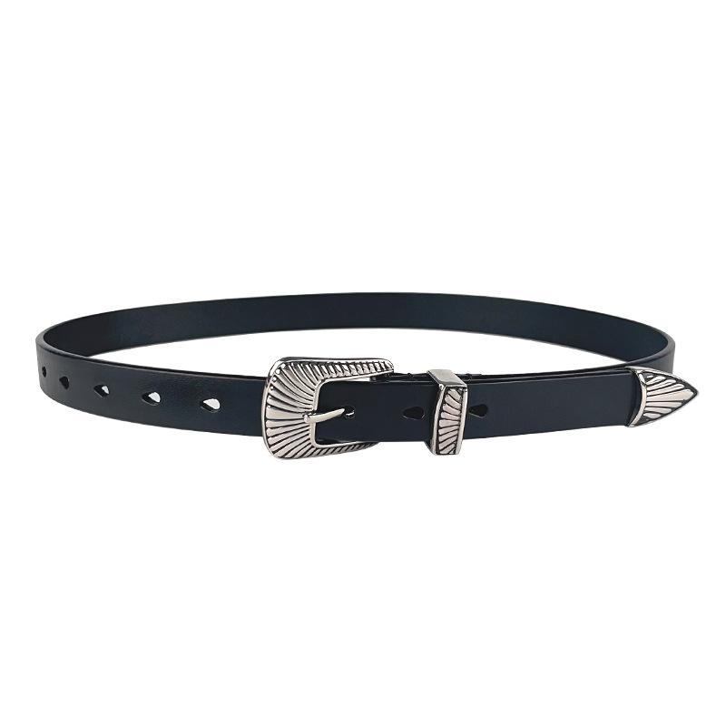 Vintage Women's Cowhide Leather Belt - Versatile Fashion for Casual Pants & Jeans