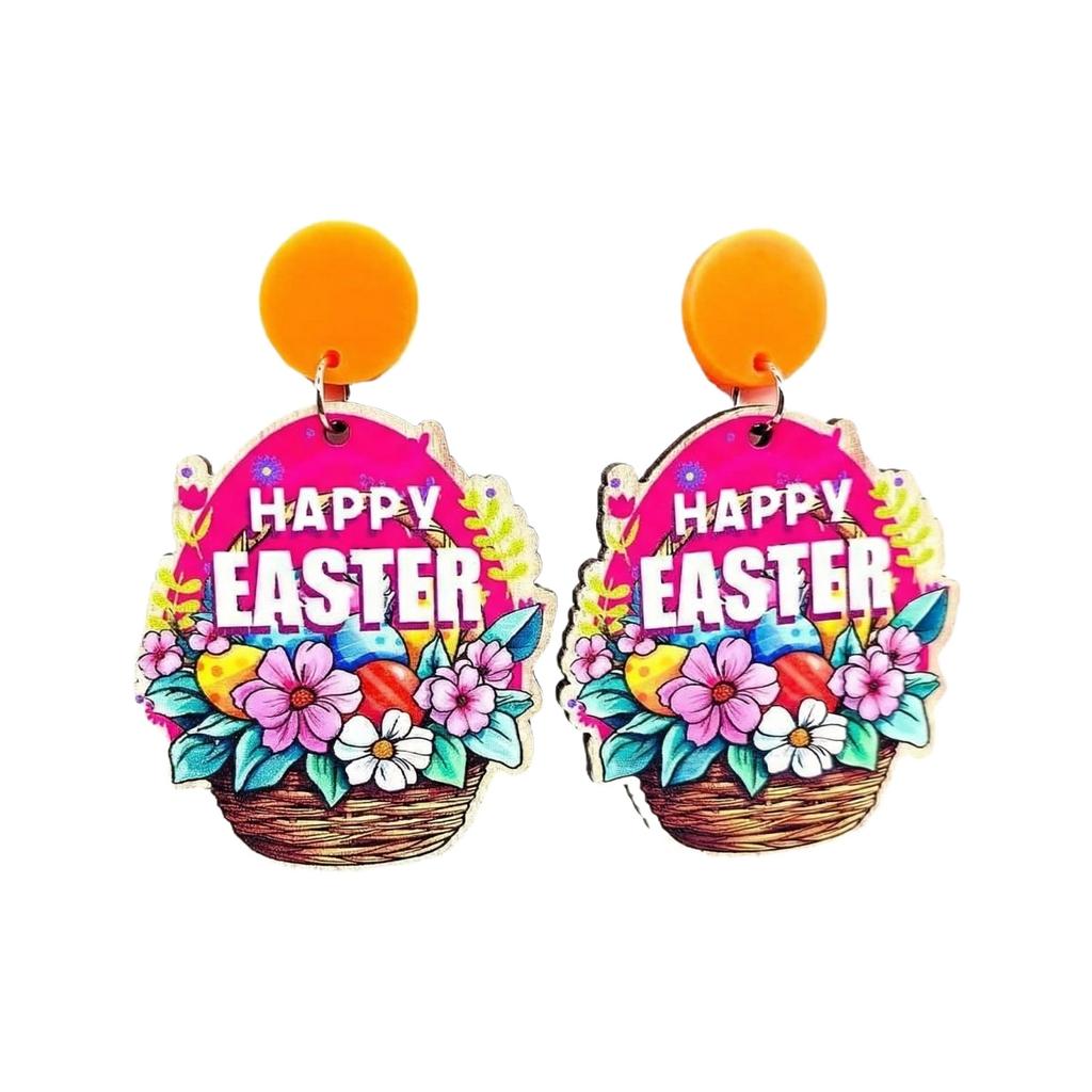 Easter Egg Dangle Earrings Lightweight Polymer Clay Handmade Drop Earrings with Hook Fastening Suitable for Daily Wear and Special Occasions