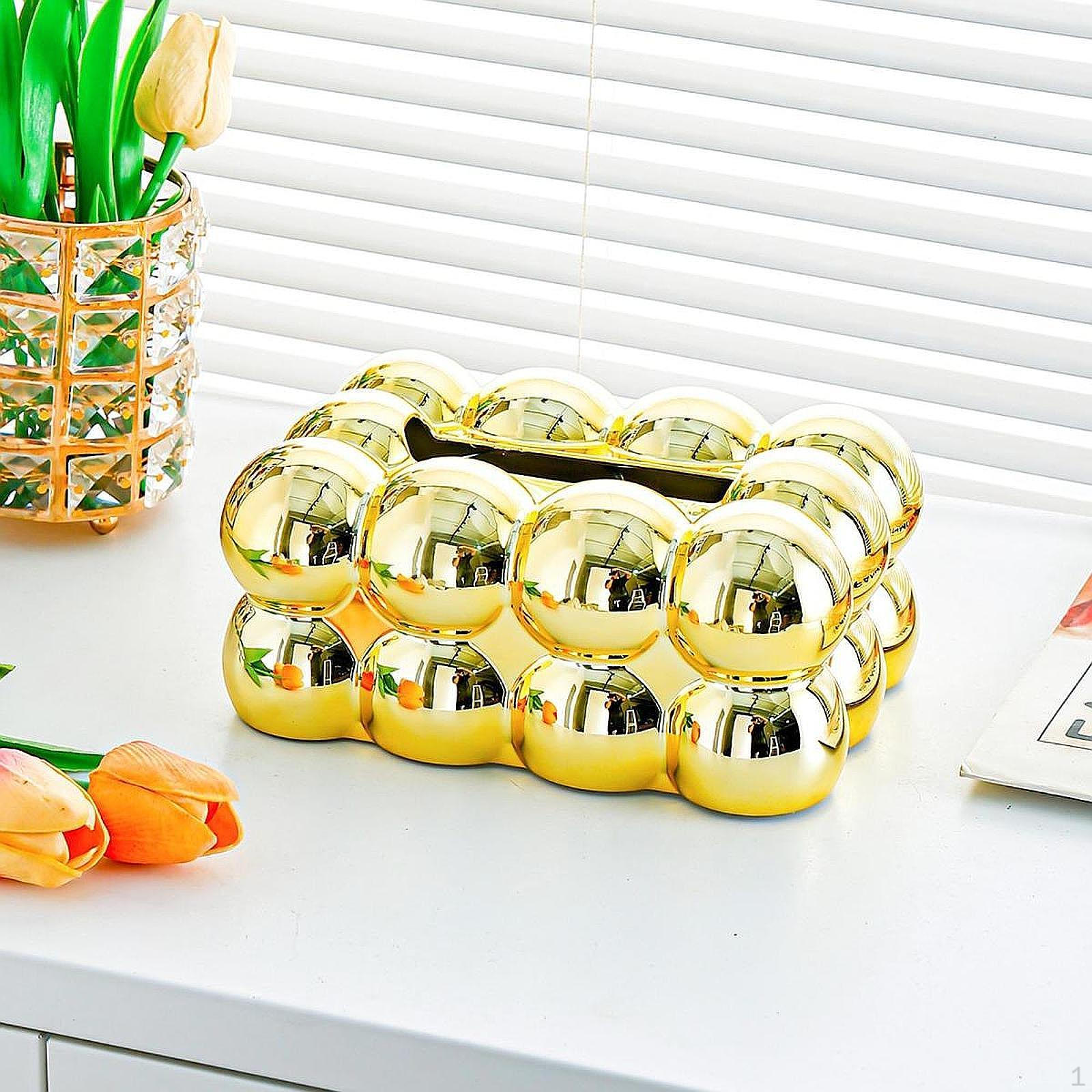 

Настольная коробка-держатель для салфеток, легко наполняемая, декоративная, золотая, для бумажных салфеток, для спальни Tissue Box