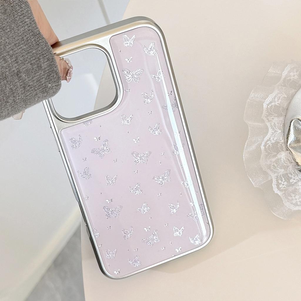 Gilded Ins Purple Butterfly Suitable for Apple 15pro Max Mobile Phone Case Iphone16 Drop Glue13 Electroplating14 Huawei