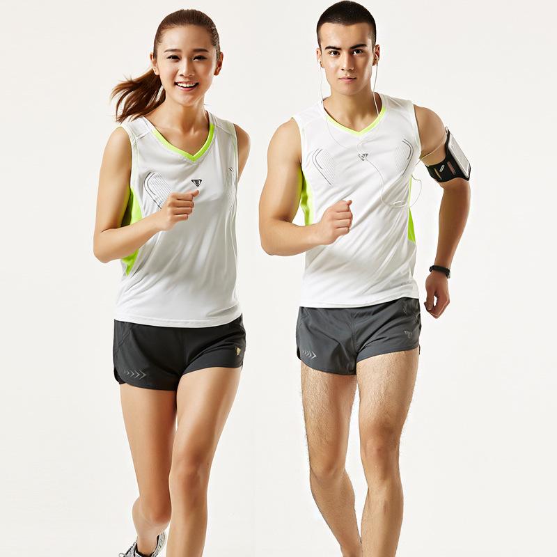 Couple's Quick-Dry Sports Set: Men's Short-Sleeve Tee & Women's Vest with Shorts