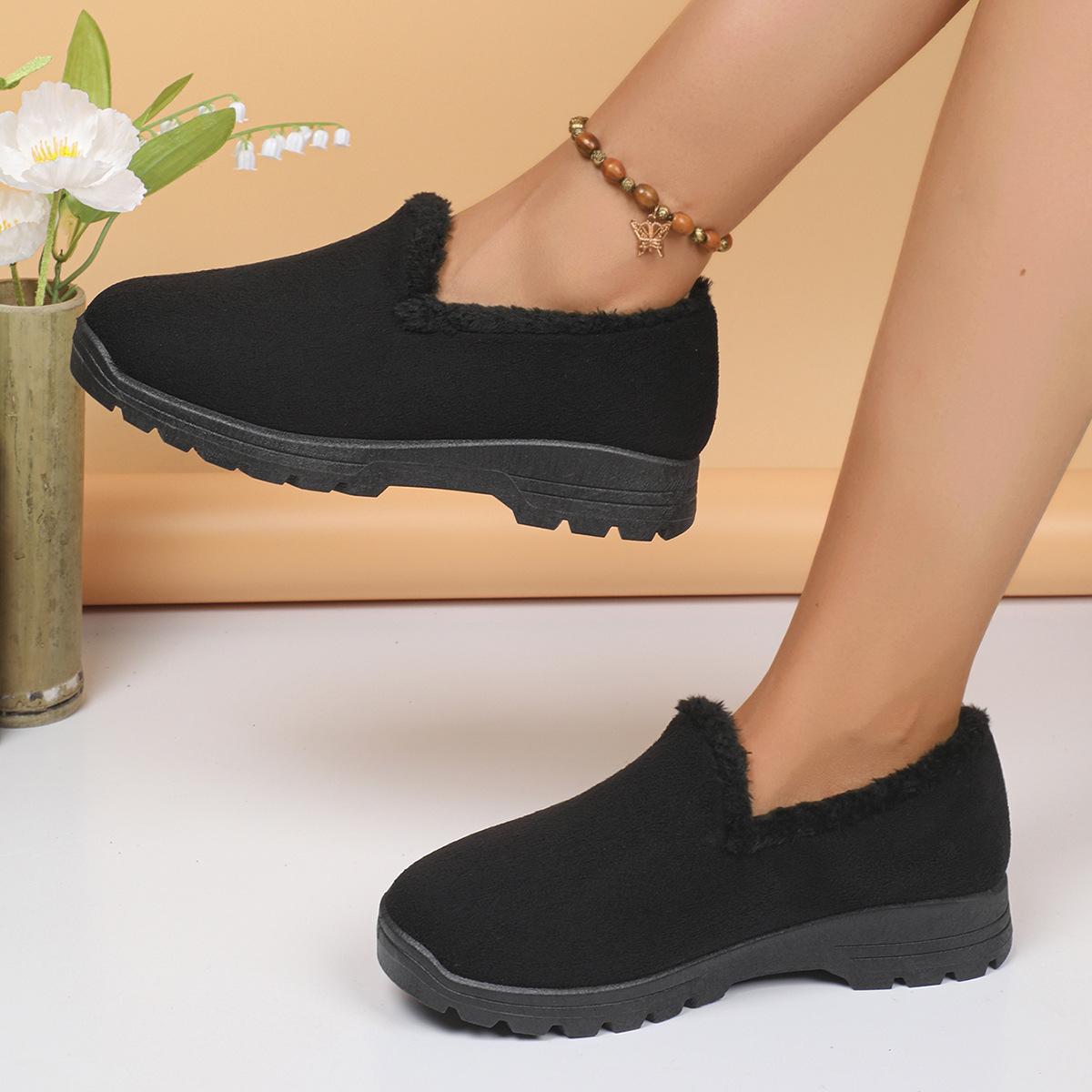 

Snow cotton shoes low-top warm autumn and winter women s cotton shoes Doudou shoes fashionable one-pedal comfortable soft-soled snow 36 чорний