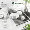 1PC Stainless Steel Sink Drainer Foldable Roll Up Dish Drying Rack Shelf for Plates Bowls Fruit and Kitchen Tableware Storage