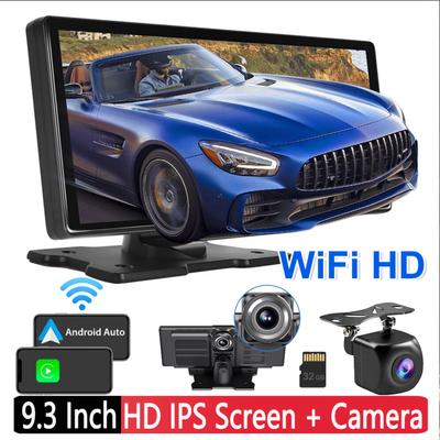 Wireless Carplay Android Auto Dash Cam Car DVR 9.3 Inch Mirror Monitor Mirrorlink Touch Screen Built-in Speaker Reversing Camera
