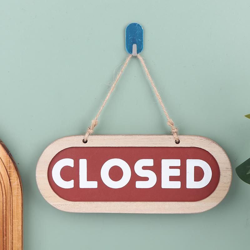 Double Sided Open Closed Sign Hanging Wooden Board With Rope For Business Shop Door Store Hours Status Tag European Style
