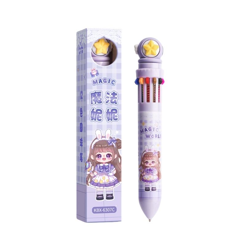 Penna a Sfera Animale Cartone Animato 10/12 Colori Penna a Sfera Retrattile Materiale Scolastico 0,5 mm Penna Multicolore per Studente