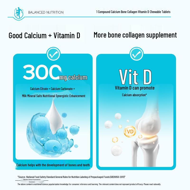 Note.Land Calcium Collagen Vitamin D Tablets - 60 Chewables for Kids & Teens
