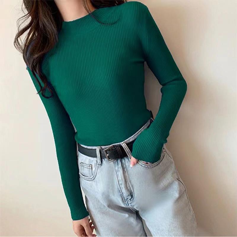 Damen Herbst/Winter 2025 Langarm Mid-Neck Pullover-Shirt