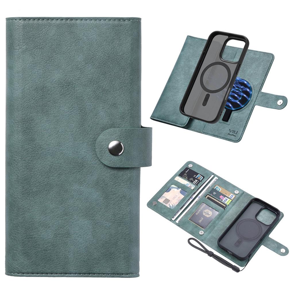 VILI GVA Serie für iPhone 16 Pro Max Magnetische Hülle Abnehmbare Leder-Brieftaschenabdeckung